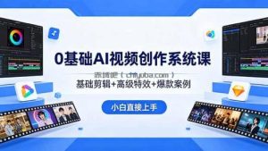 0基础AI视频创作系统课，基础剪辑+高级特效+爆款案例，小白直接上手