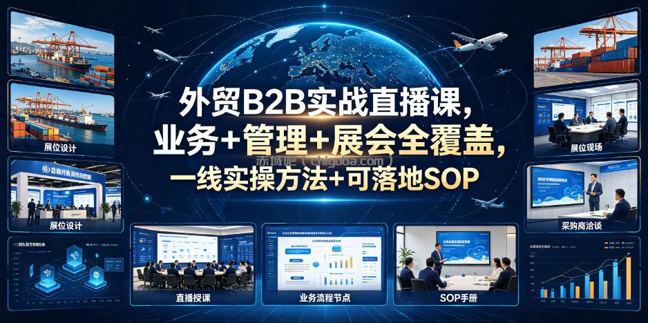 外贸B2B实战直播课,业务+管理+展会全覆盖,一线实操方法+可落地SOP