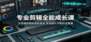 专业剪辑全能成长课：从思维剪辑到调色音效，多品类片子制作全精通