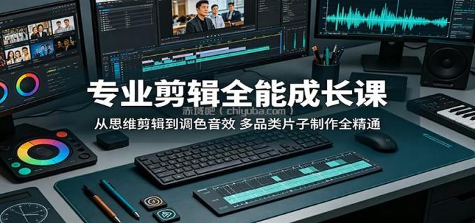 专业剪辑全能成长课：从思维剪辑到调色音效，多品类片子制作全精通