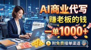 AI商业代写，赚老板的钱，一单1000+，附免费接单渠道