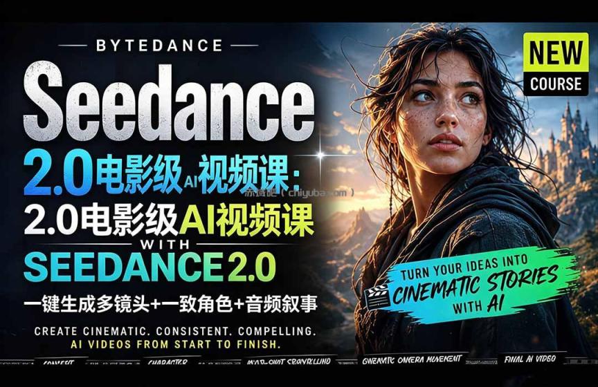 Seedance 2.0电影级AI视频课:一键生成多镜头+一致角色+音频叙事