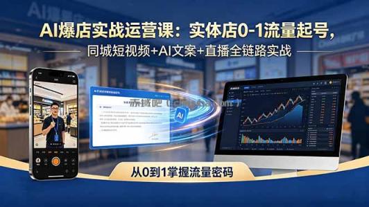 AI爆店实战运营课：实体店0-1流量起号，同城短视频+AI文案+直播全链路实战