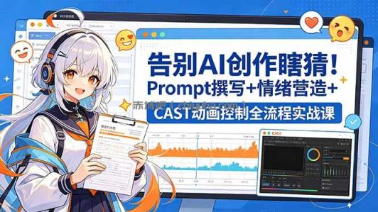 告别AI创作瞎猜！Prompt撰写+情绪营造+CAST动画控制全流程实战课