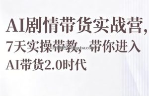 AI剧情带货实战营，7天实操带教，带你进入AI带货2.0时代