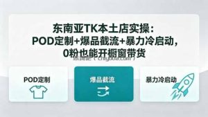 东南亚TK本土店实操-5月更新：POD定制+爆品截流+暴力冷启动，0粉也能开橱窗带货