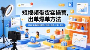 短视频带货实操营，出单爆单方法，全程实操讲解如何起号、涨粉、选品、出单、投放(更新0515)