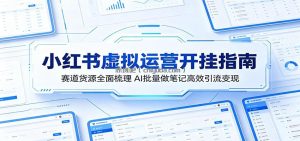 小红书虚拟运营开挂指南：赛道货源全面梳理，AI批量做笔记高效引流变现
