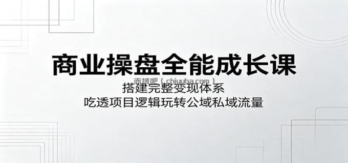 商业操盘全能成长课：搭建完整变现体系，吃透项目逻辑玩转公域私域流量