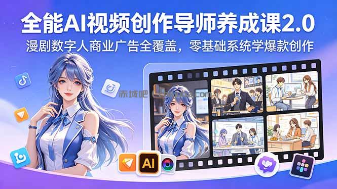 全能AI视频创作导师养成课2.0，漫剧数字人商业广告全覆盖，零基础系统学爆款创作