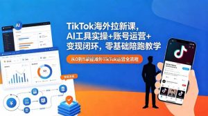 TikTok海外拉新课，AI工具实操+账号运营+变现闭环，零基础陪跑教学