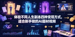 体验不同人生副本四种变现方式，适合新手做的AI题材视频