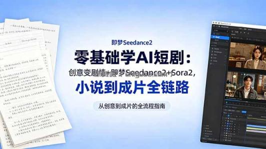 零基础学AI短剧：创意变剧情+即梦Seedance2+Sora2，小说到成片全链路