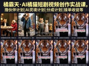橘霸天·AI橘猫短剧视频创作实战课，撸伙伴计划|AI灵境计划|分成计划|接单收徒等