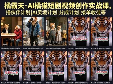 橘霸天·AI橘猫短剧视频创作实战课，撸伙伴计划|AI灵境计划|分成计划|接单收徒等