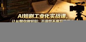 AI短剧工业化实战课，让AI替你做短剧，不用想不用写不用拍，搭建可量产的AI短剧制作团队