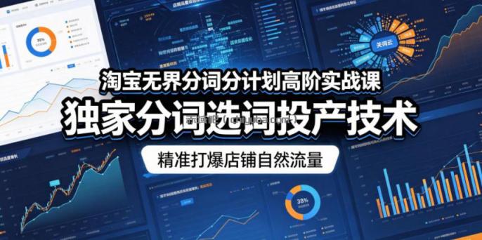 淘宝无界分词分计划高阶实战课，独家分词选词投产技术，精准打爆店铺自然流量