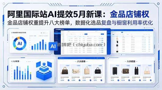 阿里国际站AI提效5月新课：金品店铺权重提升八大榜单，数据化选品复盘与橱窗利用率优化