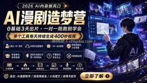 AI漫剧造梦营：0基础3天出片，单个工具每天持续生成400秒视频