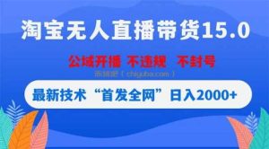 淘宝无人直播带货15.0，不封号，不违规，公域玩法，首发全网日入2000+