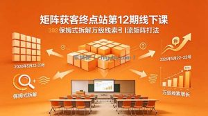 矩阵获客终点站第12期线下课 2026年5月22-23号 保姆式拆解万级线索引流矩阵打法