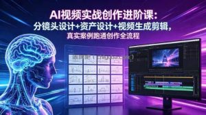 AI视频实战创作进阶课：分镜头设计+资产设计+视频生成剪辑，真实案例跑通创作全流程