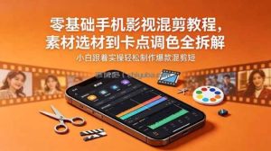 零基础手机影视混剪教程，素材选材到卡点调色全拆解，小白跟着实操轻松制作爆款混剪短片