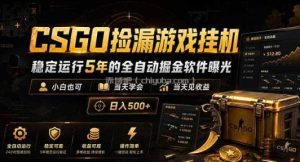 CSGO捡漏游戏挂机，稳定运行5年的全自动掘金软件曝光，小白也可当天学会，当天见收益，日入500+