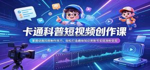 卡通科普短视频创作课：掌握动画风格制作技巧，轻松打造趣味知识类账号实现涨粉变现
