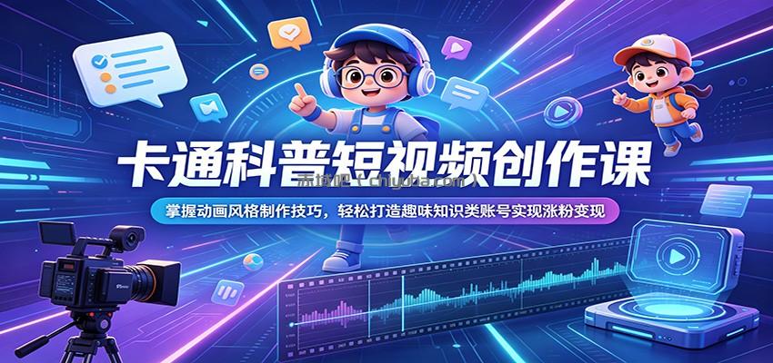 卡通科普短视频创作课：掌握动画风格制作技巧，轻松打造趣味知识类账号实现涨粉变现