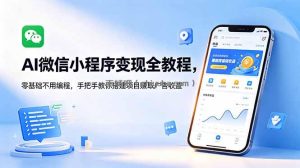 AI微信小程序变现全教程，零基础不用编程，手把手教你搭建项目赚取广告收益