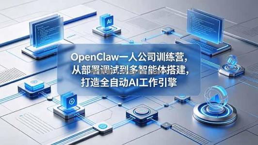 OpenClaw 一人公司训练营，从部署调试到多智能体搭建，打造全自动 AI 工作引擎