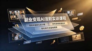 副业变现AI漫剧实训课程，智能体辅助生成分镜，参考素材批量出片，轻松制作流量短视频