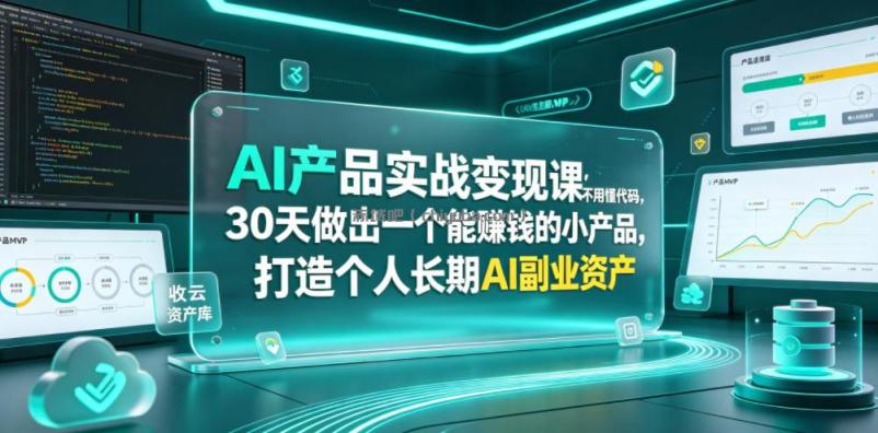 AI产品实战变现课,不用懂代码,30天做出一个能賺钱的小产品,打造个人长期AI副业资产