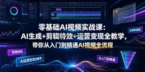 零基础AI视频实战课：AI生成+剪辑特效+运营变现全教学，带你从入门到精通AI视频全流程