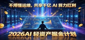 不用懂运维，共享千亿 AI 算力红利，2026AI 轻资产掘金计划
