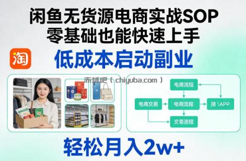 闲鱼无货源电商实战SOP，零基础也能快速上手，低成本启动副业，轻松月入2w+