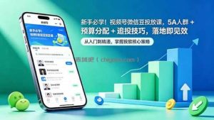 新手必学！视频号微信豆投放课，5A 人群 + 预算分配 + 追投技巧，落地即见效