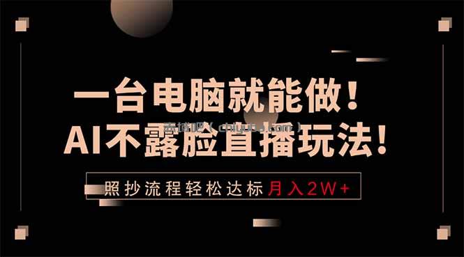 一台电脑就能做！AI不露脸直播玩法，照抄流程轻松达标月入2W+