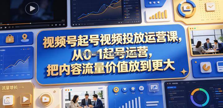 视频号起号视频投放运营课，从0-1起号运营，把内容流量价值放到更大