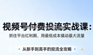 渔财老师·视频号付费投流实战课(更新5月)