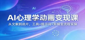 AI心理学动画变现课：从文案到成片，工具+提示词+剪辑全流程实操