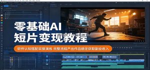 零基础AI短片变现教程：软件认知搭配实操演练，完整流程产出作品稳定获取副业收入