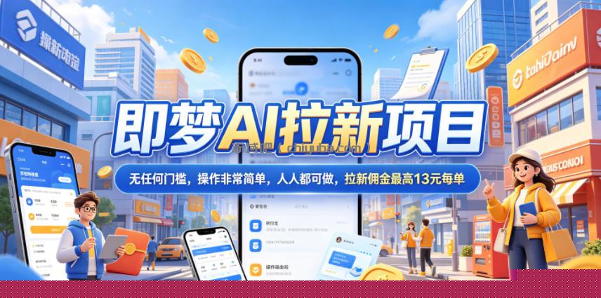2026年即梦AI拉新项目最新玩法，无任何门槛，操作非常简单，人人都可做，拉新佣金最高13元每单