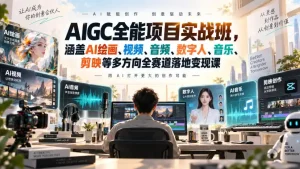 AIGC全能项目实战班，涵盖AI绘画、视频、音频、数字人、音乐、剪映等多方向全赛道落地变现课