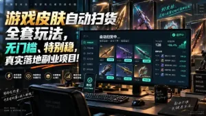 游戏皮肤自动扫货全套玩法，无门槛、特别稳，真实落地副业项目！【揭秘】