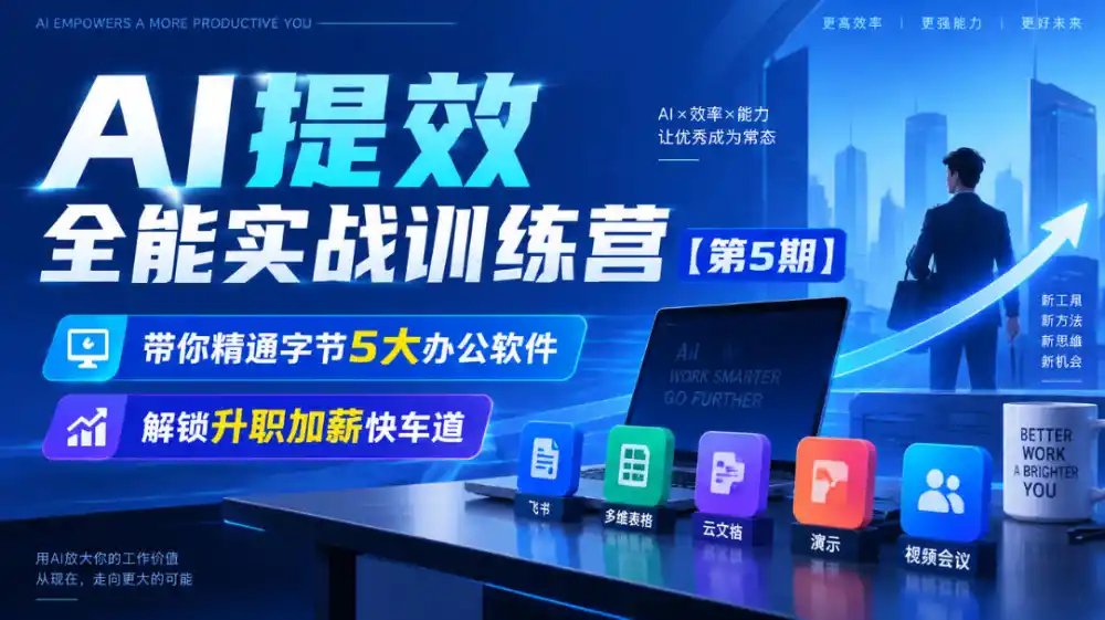 【无水印】AI提效全能实战训练营【第5期】，带你精通字节5大办公软件，解锁升职加薪快车道
