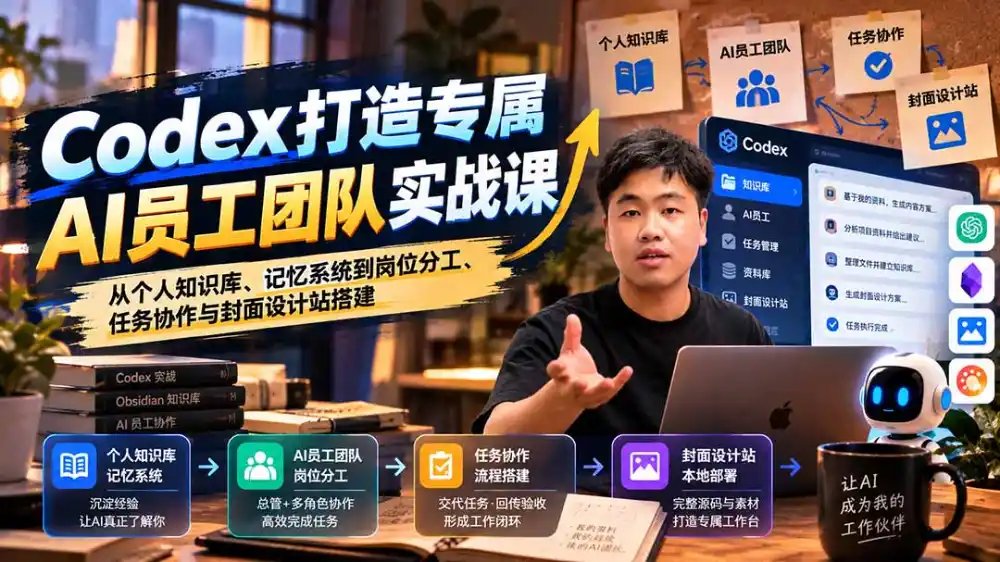 【无水印】Codex打造专属AI员工团队实战课：从个人知识库、记忆系统到岗位分工、任务协作与封面设计站搭建