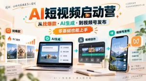 AI短视频启动营，从找爆款·AI生成·到视频号发布，零基础也能上手