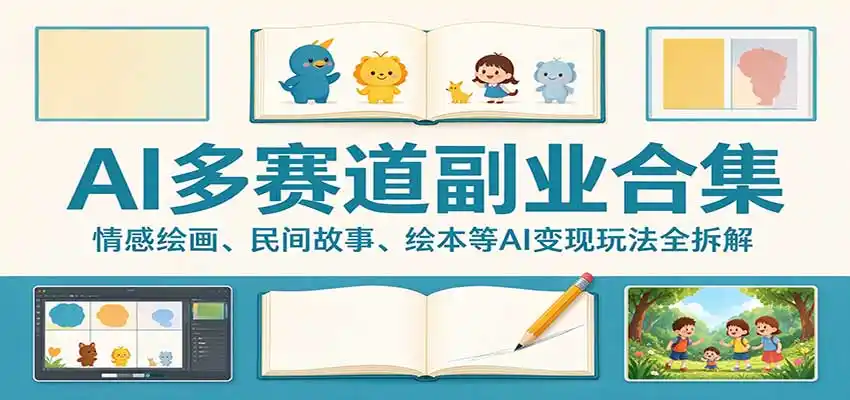 AI多赛道副业合集：情感绘画、民间故事、绘本等AI变现玩法全拆解